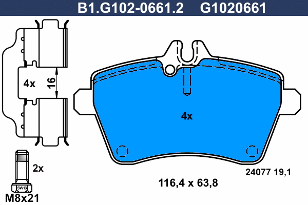 Brake Pad Set, disc brake (B1.G102-0661.2)