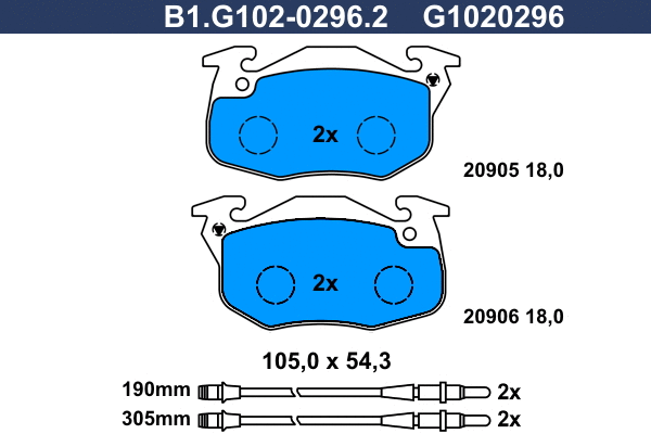 Brake Pad Set, disc brake (B1.G102-0296.2)