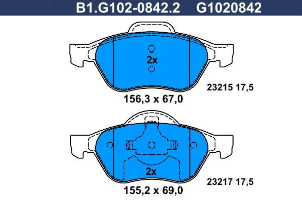 Brake Pad Set, disc brake (B1.G102-0842.2)