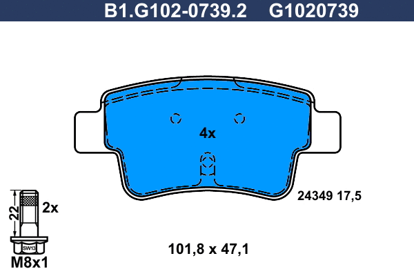Brake Pad Set, disc brake (B1.G102-0739.2)