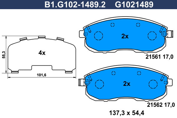 Brake Pad Set, disc brake (B1.G102-1489.2)