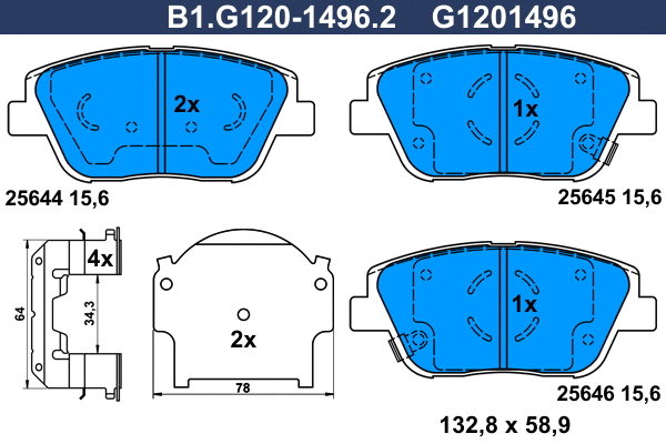 Brake Pad Set, disc brake (B1.G120-1496.2)
