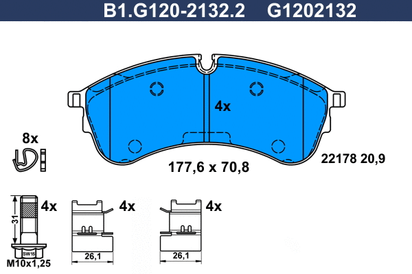 Brake Pad Set, disc brake (B1.G120-2132.2)
