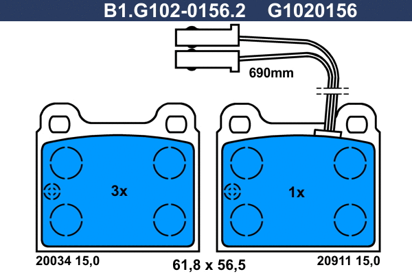 Brake Pad Set, disc brake (B1.G102-0156.2)