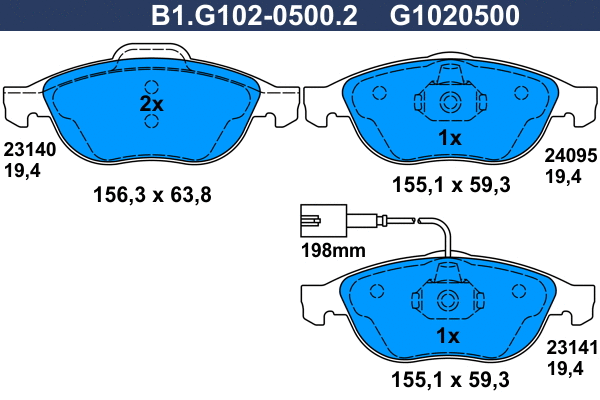 Brake Pad Set, disc brake (B1.G102-0500.2)
