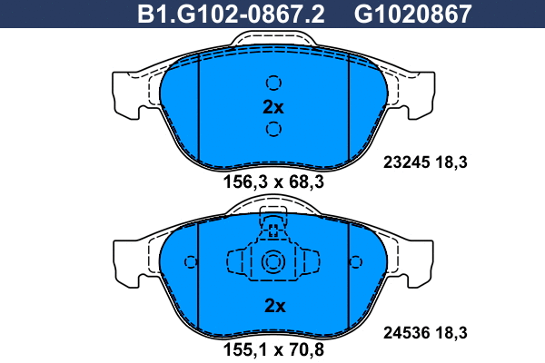 Brake Pad Set, disc brake (B1.G102-0867.2)