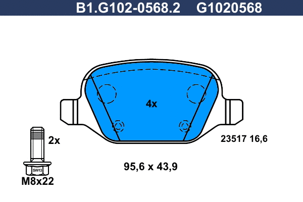 Brake Pad Set, disc brake (B1.G102-0568.2)