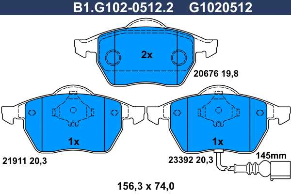 Brake Pad Set, disc brake (B1.G102-0512.2)