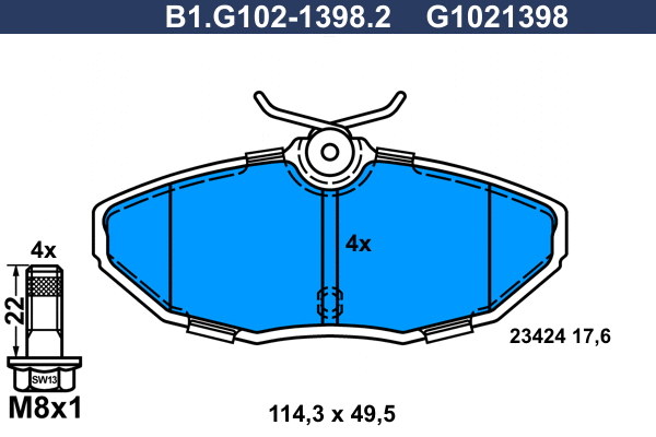 Brake Pad Set, disc brake (B1.G102-1398.2)