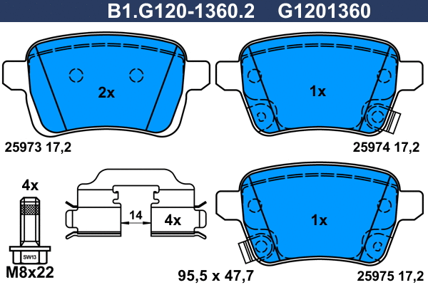 Brake Pad Set, disc brake (B1.G120-1360.2)