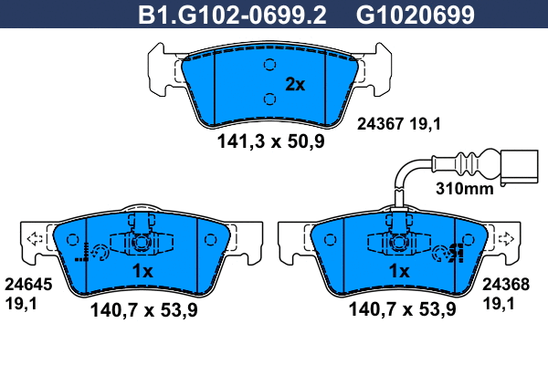 Brake Pad Set, disc brake (B1.G102-0699.2)