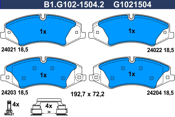 Brake Pad Set, disc brake (B1.G102-1504.2)