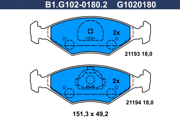 Brake Pad Set, disc brake (B1.G102-0180.2)