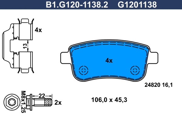 Brake Pad Set, disc brake (B1.G120-1138.2)