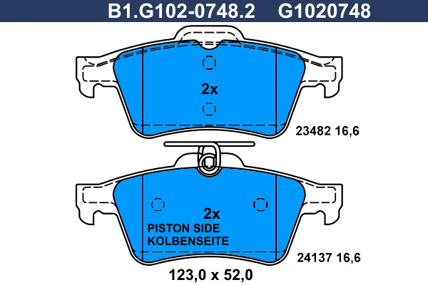Brake Pad Set, disc brake (B1.G102-0748.2)