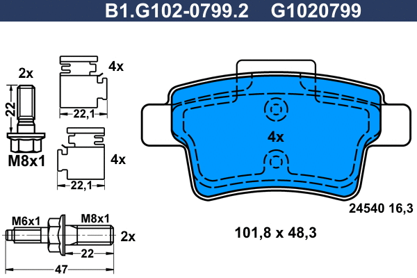 Brake Pad Set, disc brake (B1.G102-0799.2)