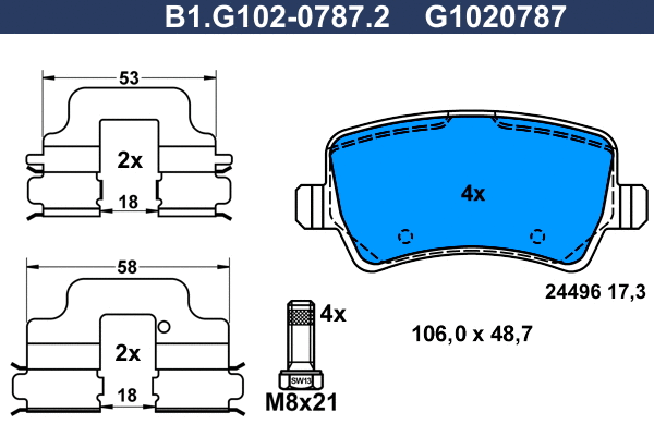 Brake Pad Set, disc brake (B1.G102-0787.2)