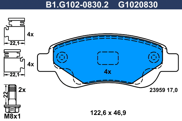 Brake Pad Set, disc brake (B1.G102-0830.2)