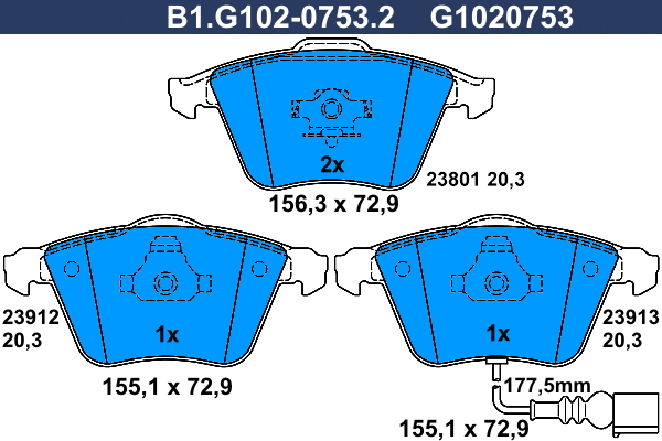 Brake Pad Set, disc brake (B1.G102-0753.2)