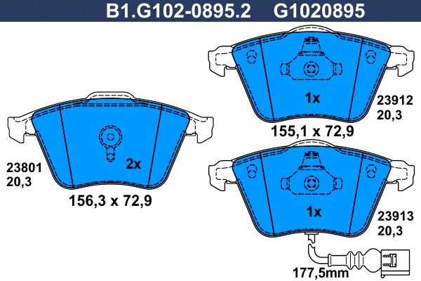 Brake Pad Set, disc brake (B1.G102-0895.2)