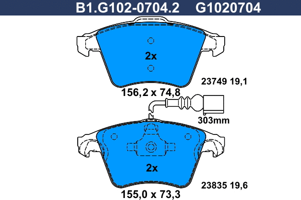 Brake Pad Set, disc brake (B1.G102-0704.2)