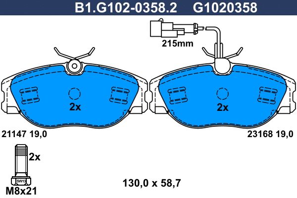 Brake Pad Set, disc brake (B1.G102-0358.2)