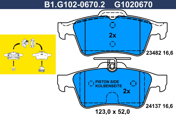 Brake Pad Set, disc brake (B1.G102-0670.2)