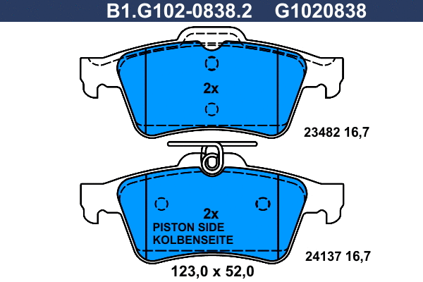 Brake Pad Set, disc brake (B1.G102-0838.2)