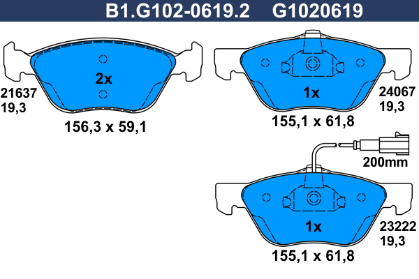 Brake Pad Set, disc brake (B1.G102-0619.2)