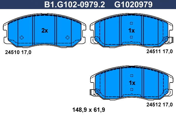 Brake Pad Set, disc brake (B1.G102-0979.2)