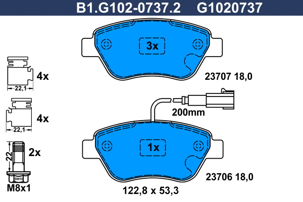 Brake Pad Set, disc brake (B1.G102-0737.2)