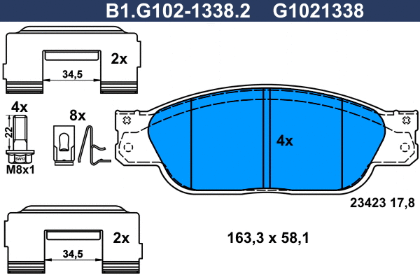 Brake Pad Set, disc brake (B1.G102-1338.2)