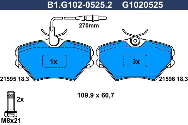 Brake Pad Set, disc brake (B1.G102-0525.2)