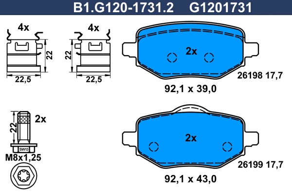 Brake Pad Set, disc brake (B1.G120-1731.2)