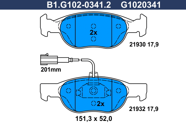 Brake Pad Set, disc brake (B1.G102-0341.2)