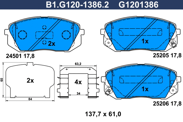 Brake Pad Set, disc brake (B1.G120-1386.2)