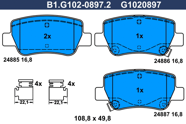 Brake Pad Set, disc brake (B1.G102-0897.2)