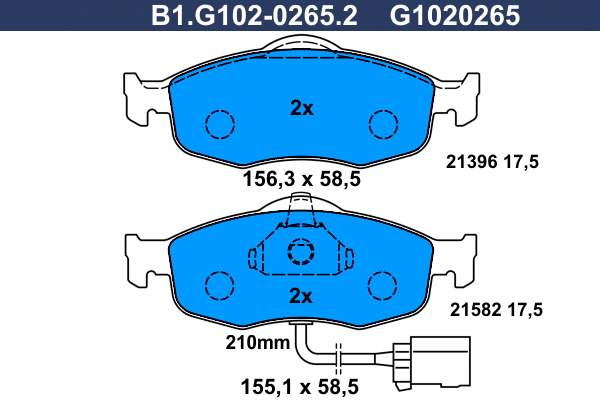 Brake Pad Set, disc brake (B1.G102-0265.2)