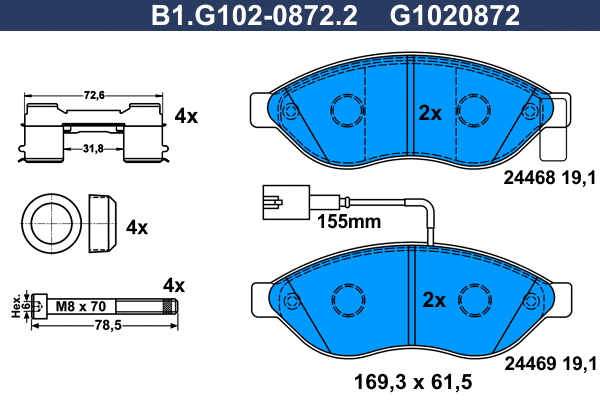 Brake Pad Set, disc brake (B1.G102-0872.2)