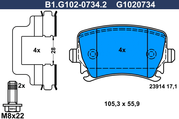 Brake Pad Set, disc brake (B1.G102-0734.2)