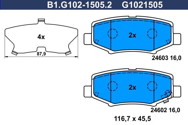 Brake Pad Set, disc brake (B1.G102-1505.2)