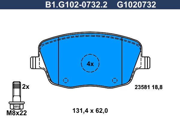 Brake Pad Set, disc brake (B1.G102-0732.2)