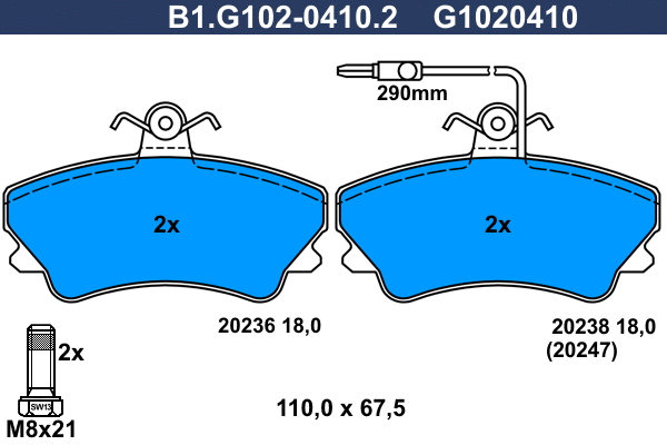 Brake Pad Set, disc brake (B1.G102-0410.2)