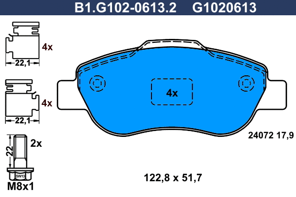 Brake Pad Set, disc brake (B1.G102-0613.2)