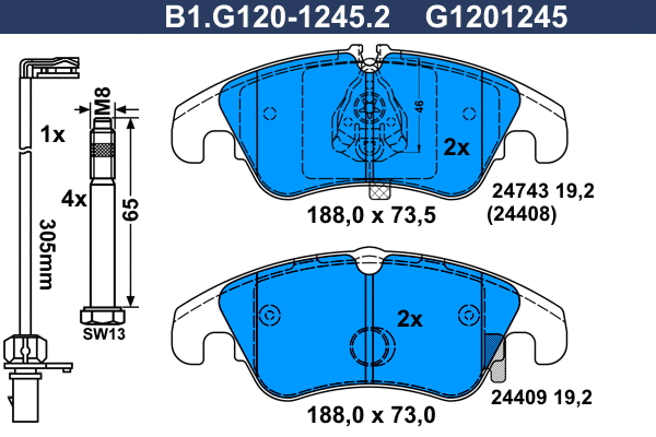 Brake Pad Set, disc brake (B1.G120-1245.2)