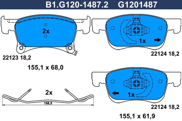 Brake Pad Set, disc brake (B1.G120-1487.2)