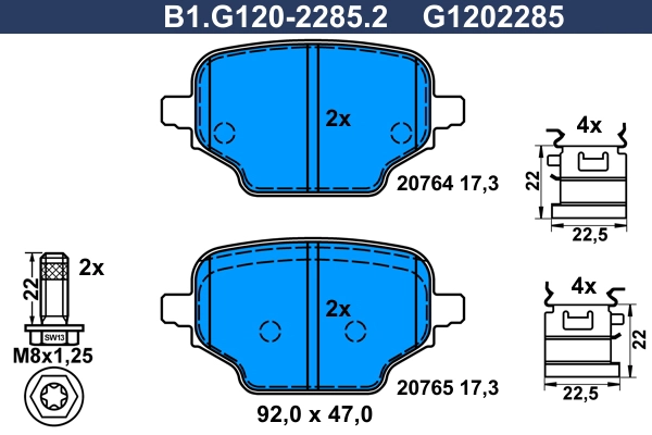 Brake Pad Set, disc brake (B1.G120-2285.2)