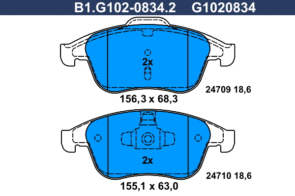 Brake Pad Set, disc brake (B1.G102-0834.2)