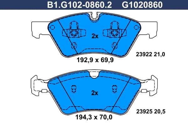 Brake Pad Set, disc brake (B1.G102-0860.2)