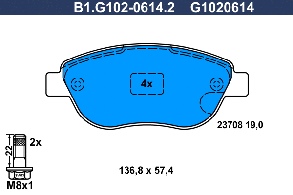 Brake Pad Set, disc brake (B1.G102-0614.2)